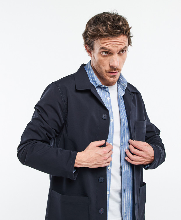 Veste de travail Hamilton flex bleu marine en polyester recyclé déperlante - zoom