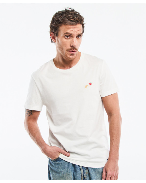 Tee-Shirt Barthélémien "Café croissant" écru foncé en coton bio - vue profil
