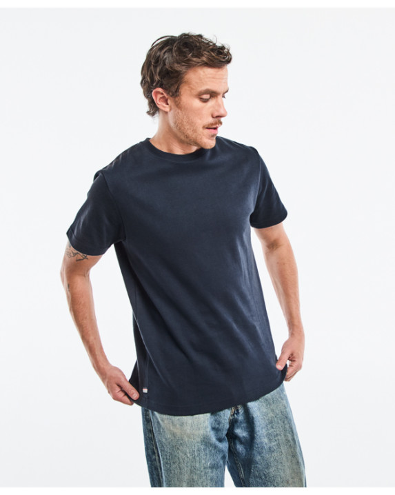 Tee-shirt Isao Lourd en maille milano bleu marine made in France - face