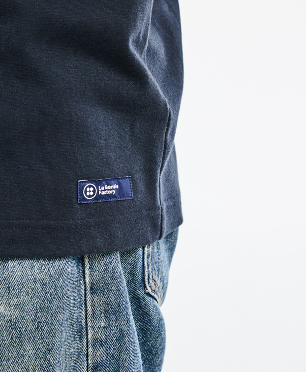 Tee-shirt Isao Lourd en maille milano bleu marine made in France - vignette