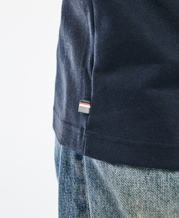 Tee-shirt Isao Lourd en maille milano bleu marine made in France - drapeau