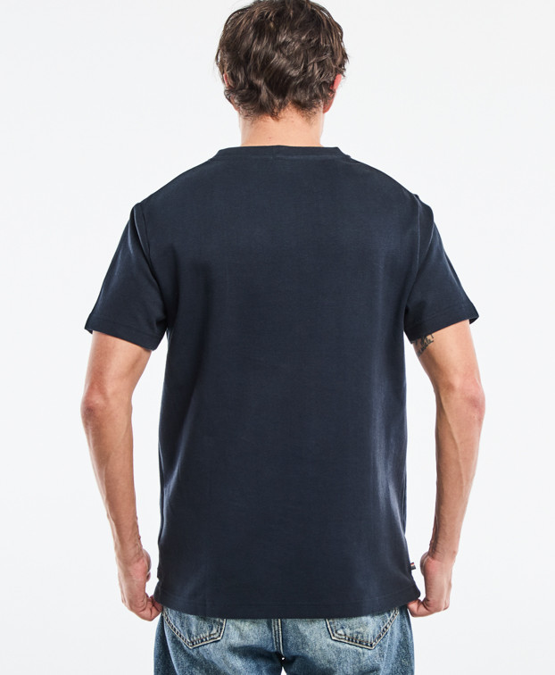 Tee-shirt Isao Lourd en maille milano bleu marine made in France - dos