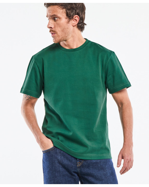 Tee-shirt Isao lourd en maille milano vert foncé en coton bio - face