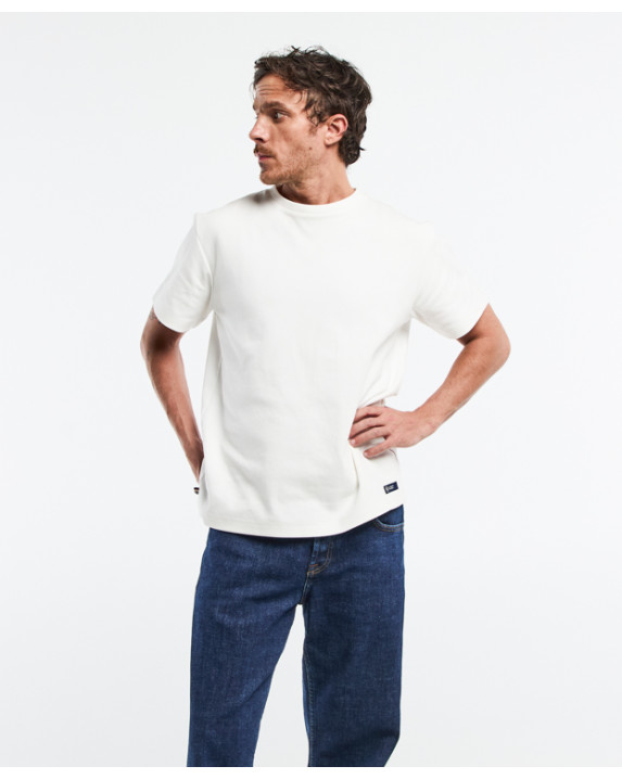 Tee-shirt Isao lourd en maille milano écru made in France - silhouette