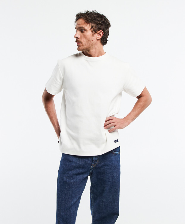 Tee-shirt Isao lourd en maille milano écru made in France - silhouette