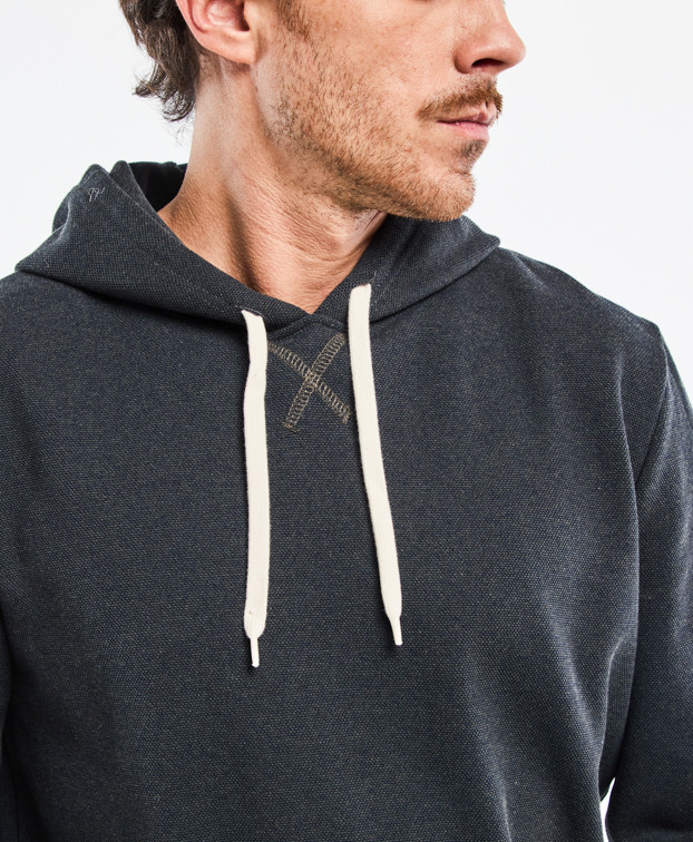 Sweat Calix en maille piqué Gris chiné en coton recyclé - zoom modestie