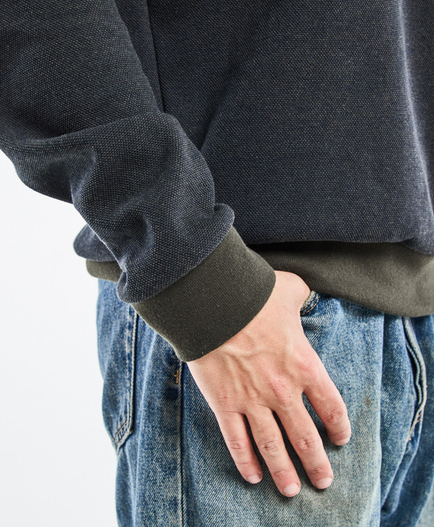 Sweat Calix en maille piqué Gris chiné en coton recyclé - zoom poignets