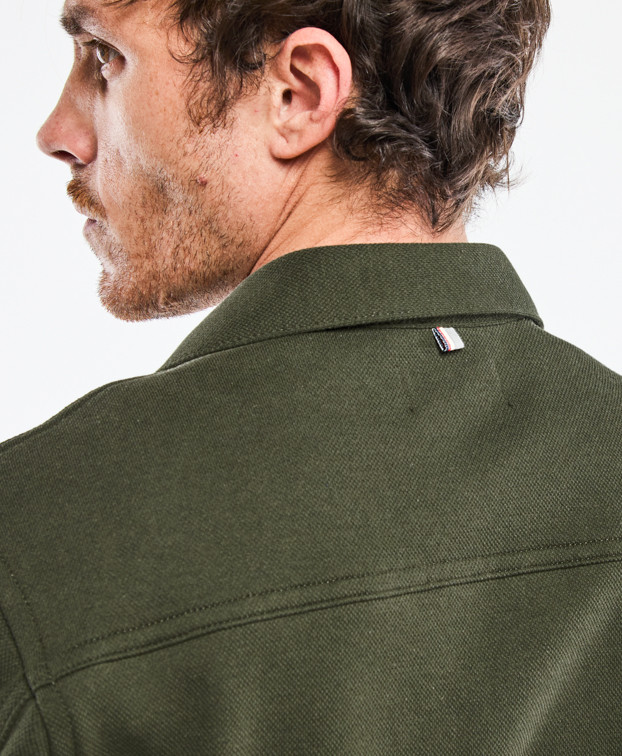 Surchemise Christophe piqué kaki chiné en fibres recyclées - zoom dos