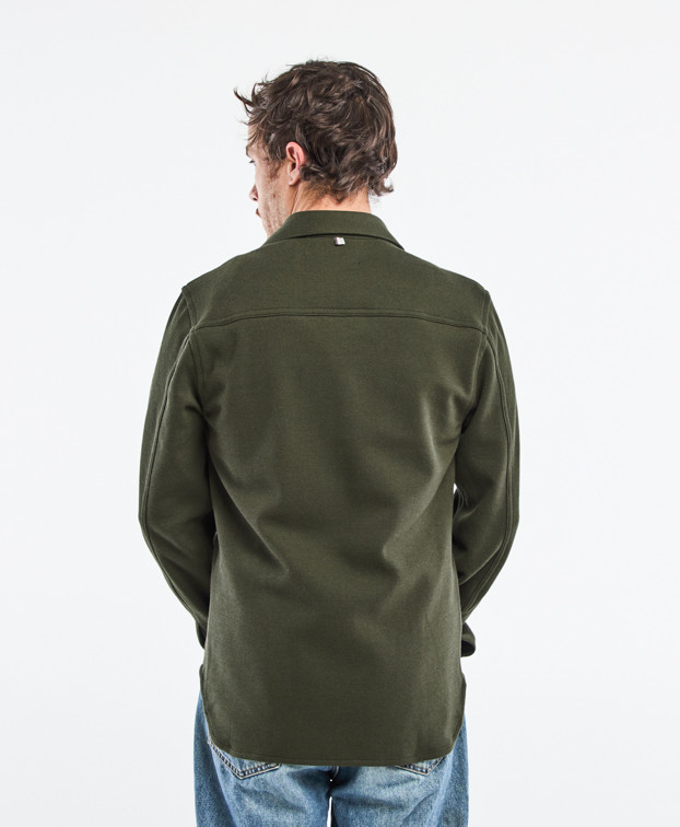 Surchemise Christophe piqué kaki chiné en fibres recyclées - dos