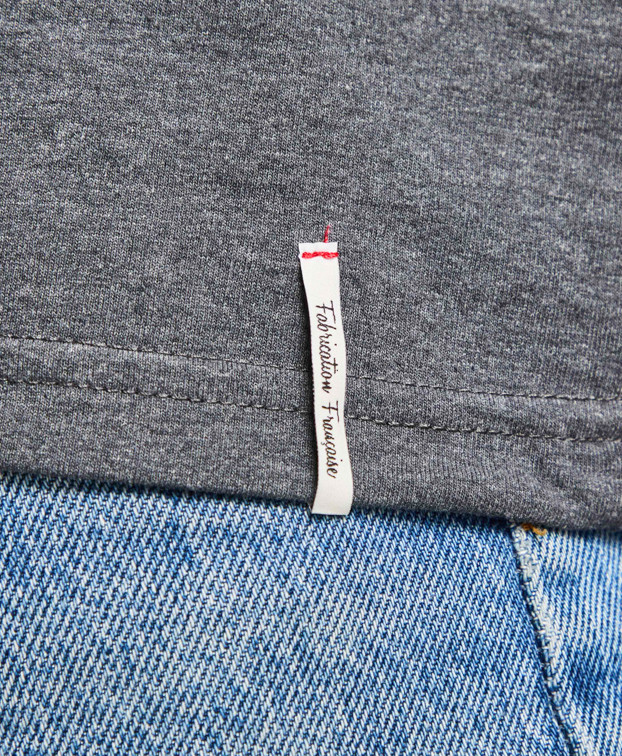 Tee-shirt Blanche brodé "French Food club" gris chiné Made in France - étiquette