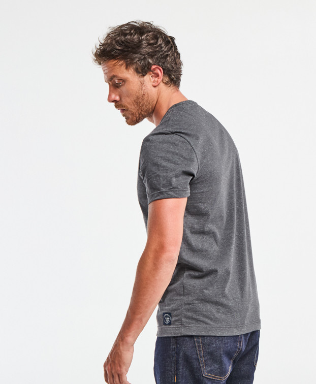 Tee-shirt Baptiste gris chiné brodé French Food Club - profil