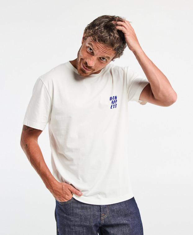 Tee-shirt Prodige "Bon Appétit" écru clair en coton bio - face