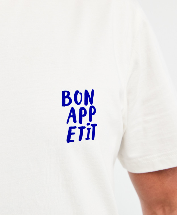 Tee-shirt Prodige "Bon Appétit" écru clair en coton bio - zoom print