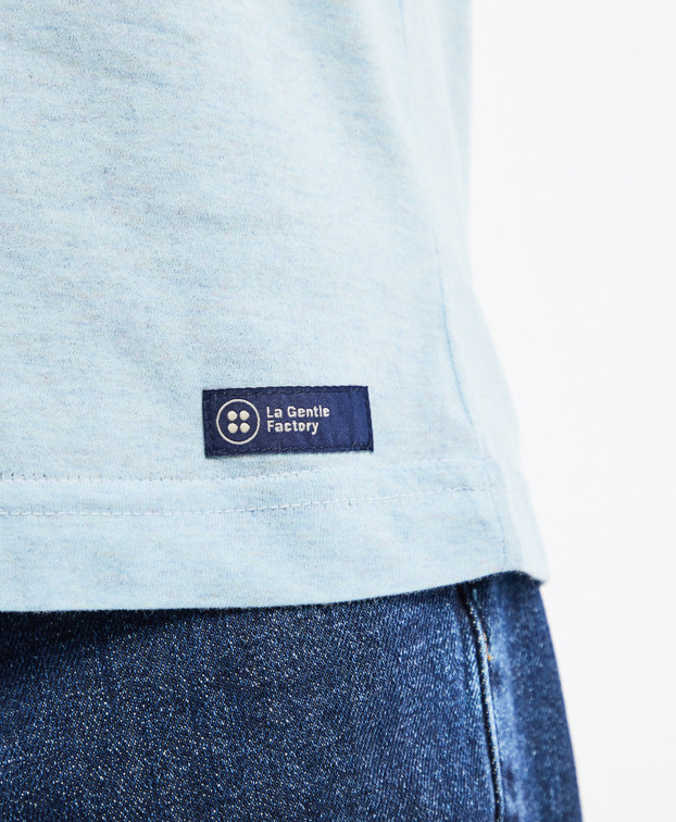 Tee-shirt Barthélémien bleu ciel brodé "Brioche" Made in France - vignette