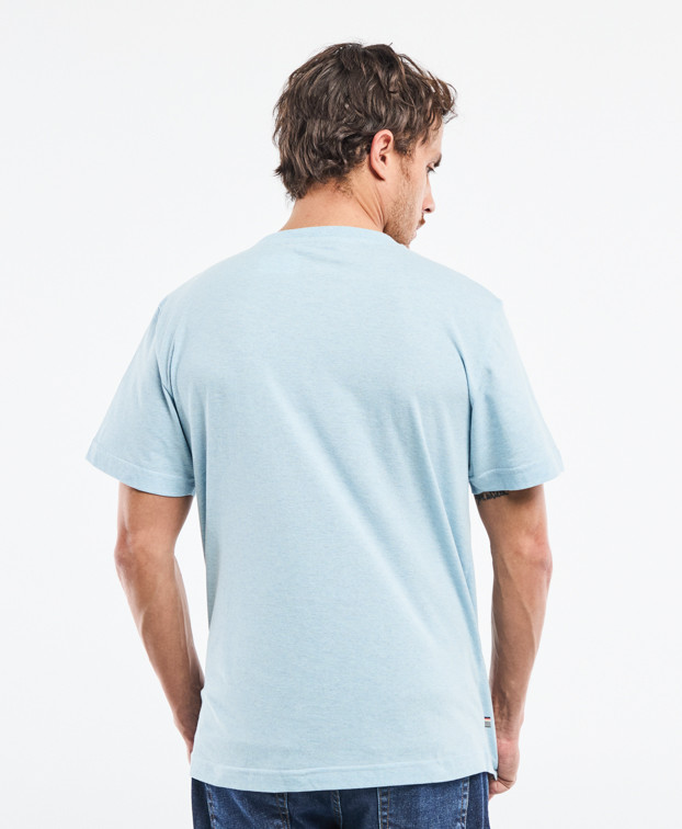 Tee-shirt Barthélémien bleu ciel brodé "Brioche" Made in France - dos