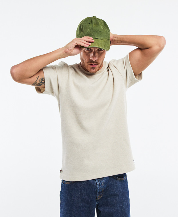 Tee-shirt Isao lourd piqué beige recyclé - Made in France - face