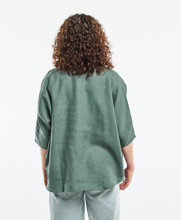 Chemise Lily kaki en lin - dos