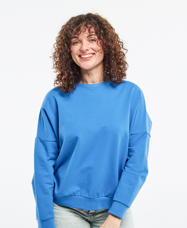 Sweat Heidi bleu en coton bio - face