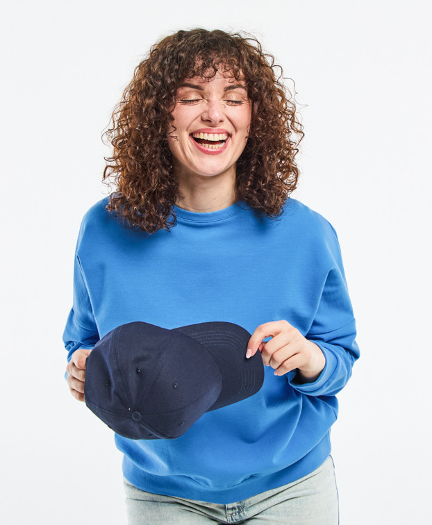 Sweat Heidi bleu en coton bio - casquette