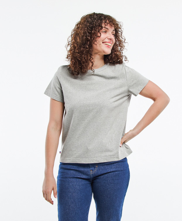 Tee-shirt Augustine recyclé gris chiné - profil