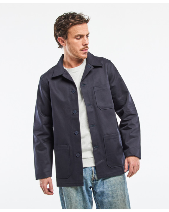Veste de travail Hamilton coton bleu marine en coton bio déperlante - face