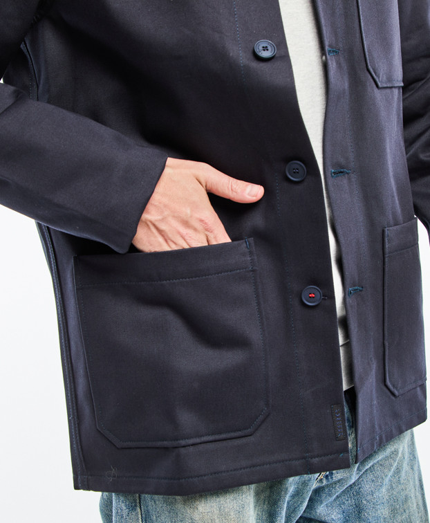 Veste de travail Hamilton coton bleu marine en coton bio déperlante - zoom poche 1