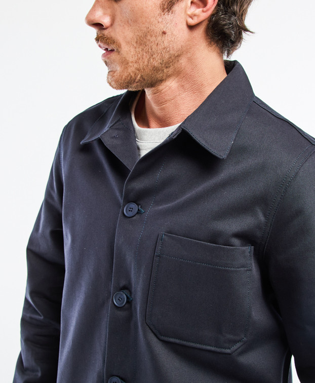 Veste de travail Hamilton coton bleu marine en coton bio déperlante - zoom poche 2