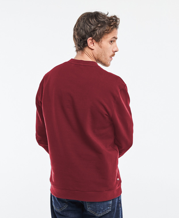 Sweat Benoit brodé " Café Croissant " bordeaux foncé en Coton bio - dos