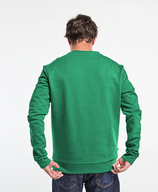 Sweat Benoit brodé vélo vert menthe en coton biologique - dos