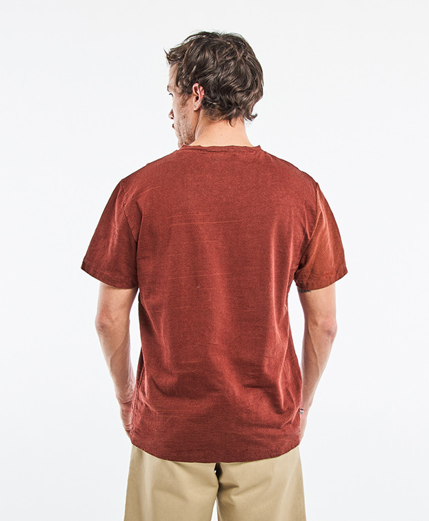 Tee-shirt Isao en lin orange foncé Made in France - dos