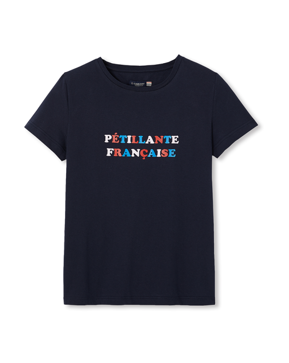 Tee-shirt Palmyre "Pétillante" coton bio bleu - packshot