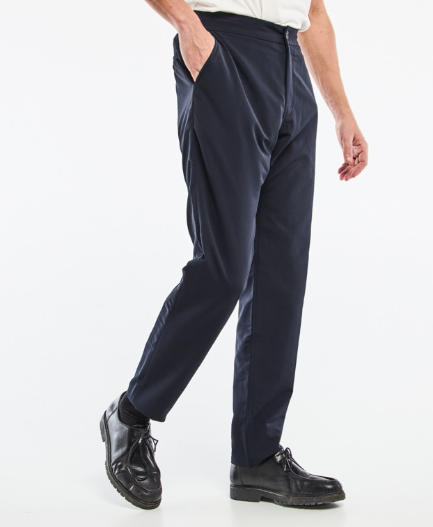 Pantalon Fleming flex marine made in France en polyester recyclé - profil