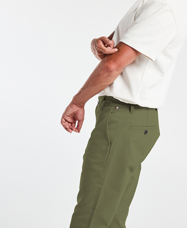 Chino Leon vert olive made in France - profil