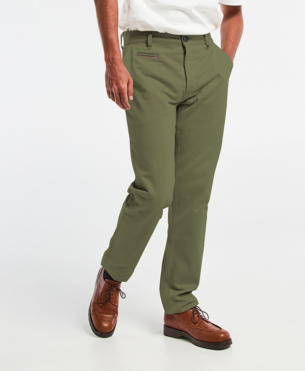 Chino Leon vert olive made in France - face