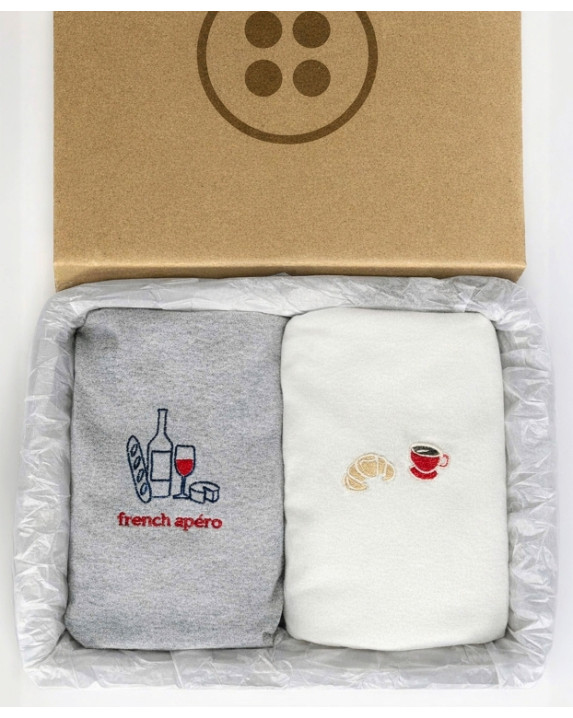 Coffret Frenchy : 2 Tee-shirt Homme écru et gris made in France