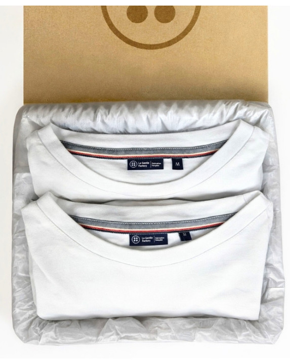 Coffret 2 Tee-shirts Isao en maille milano écru made in France - pack
