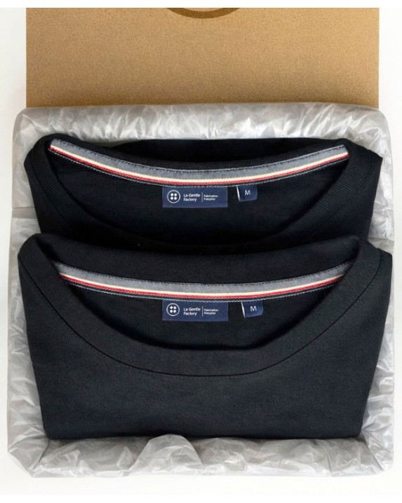 Coffret 2 Tee-shirts Isao en maille milano noirs made in France - pack