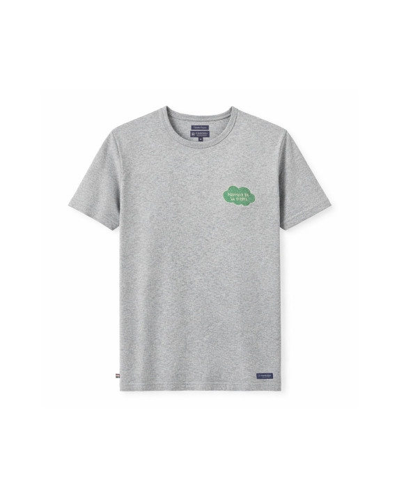 Tee-shirt Barthélémien brodé Pouvoir de la sieste gris en coton recyclé - packshot