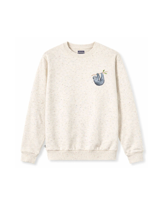 Sweat Bérénice brodé paresseux écru fantaisie en coton recyclé - packshot