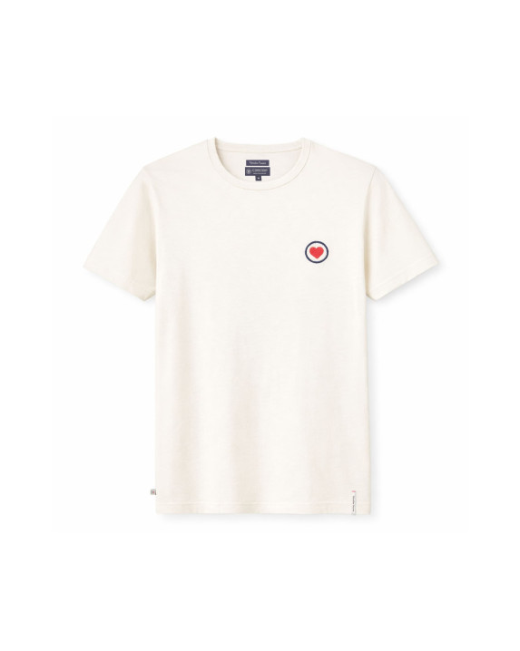 Tee-shirt Blanche brodé cœur écru en coton bio - packshot