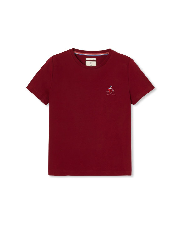 Tee-shirt Prune "vélo" bordeaux en coton bio - packshot