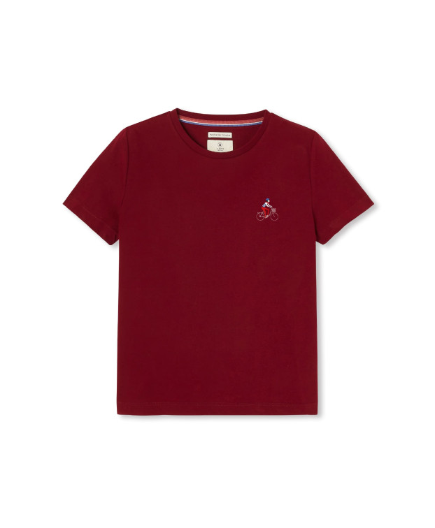 Tee-shirt Prune "vélo" bordeaux en coton bio - packshot