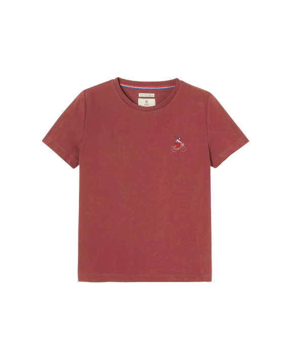 Tee-shirt Prune "à vélo" bordeaux en coton bio - La Gentle Factory - packshot