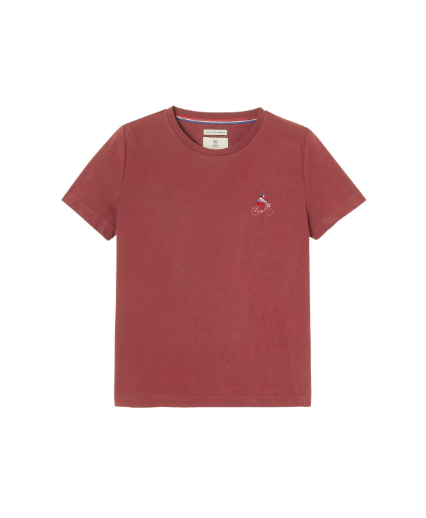 Tee-shirt Prune "à vélo" bordeaux en coton bio - La Gentle Factory - packshot