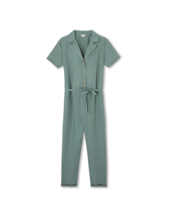 Combinaison Caroline kaki en lin - La Gentle Factory - packshot