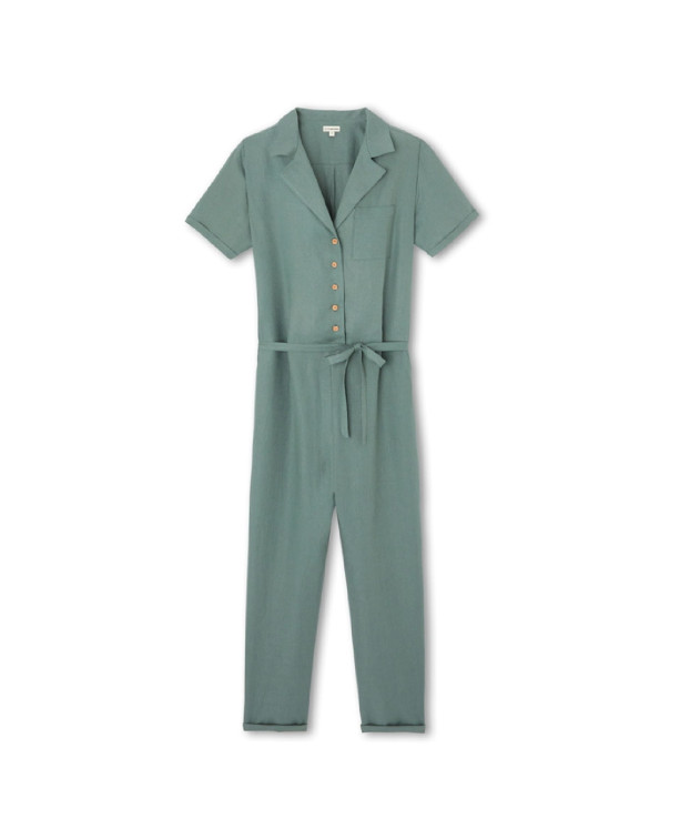 Combinaison Caroline kaki en lin - La Gentle Factory - packshot