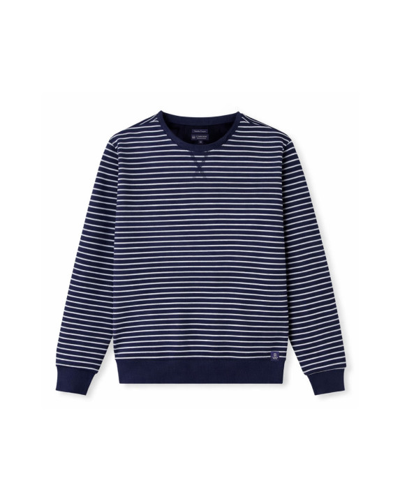 Sweat Paul Bleu Marine Rayé en coton recyclé - packshot
