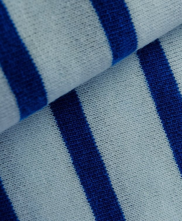 Jersey écru rayé bleu indigo en coton - Rauyres