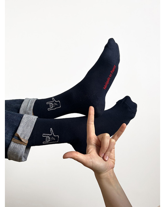 Chaussettes Caspar Le mur des je t'aime marine Made in France - love