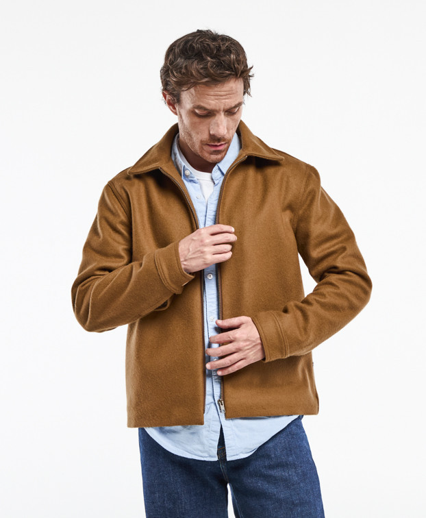 Blouson Ben en drap de laine marron Made in France - La Gentle Factory
